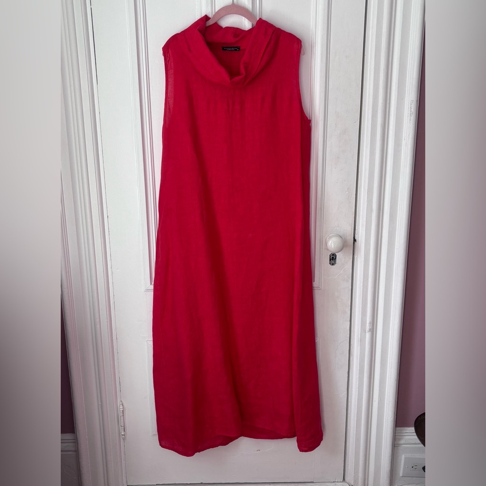 Women’s Francesca Bettini Made in Italy 100%Linen Cowl Neck Sleeveless Maxi